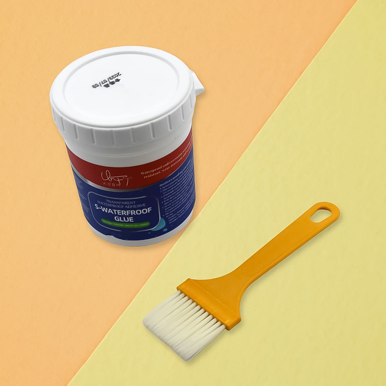 Waterproof gel with brush applicator, great for sealing roofs and windows to prevent leaks. Waterproof gel with brush applicator, great for sealing roofs and windows to prevent leaks.